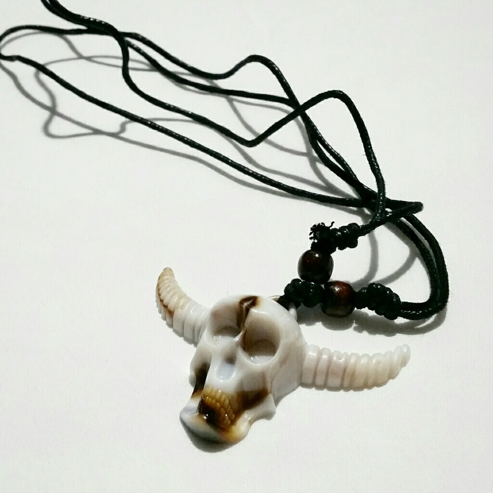 2/$22☆Horned skull adjustable necklace